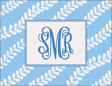 Blue Vines Foldover Note Cards